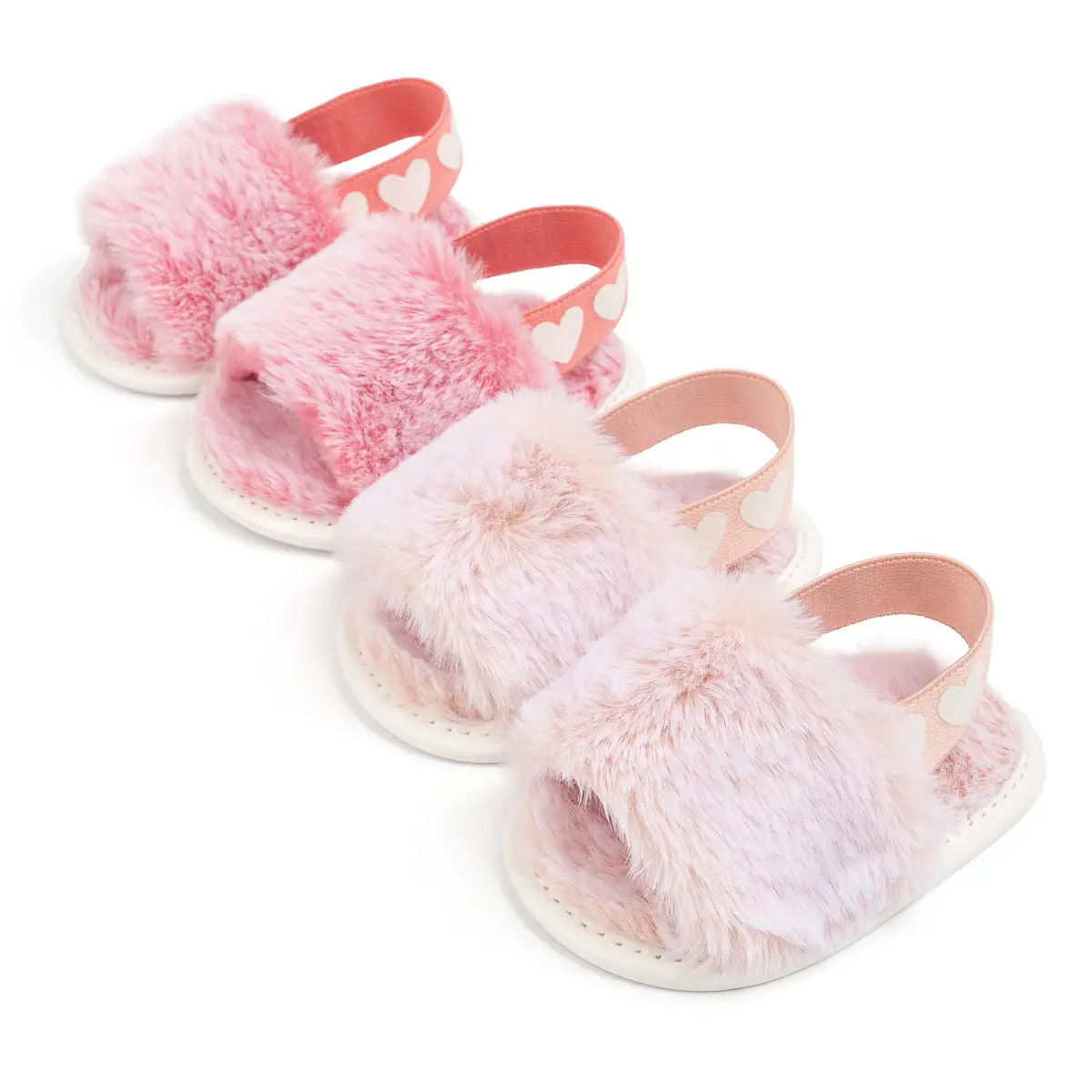 Pink Furry Toddler Slippers 0-1 Year Old