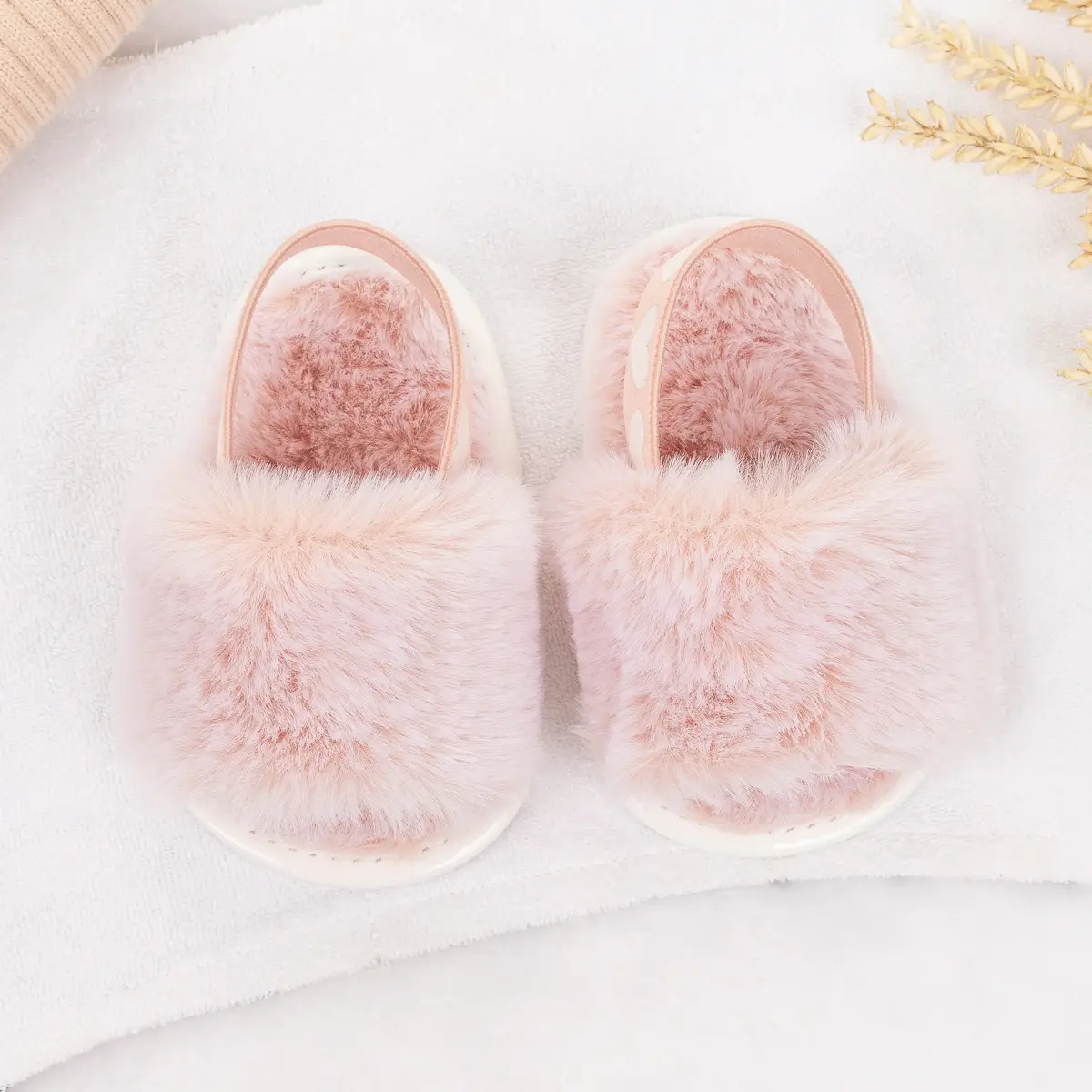 Pink Furry Toddler Slippers 0-1 Year Old — feature 16