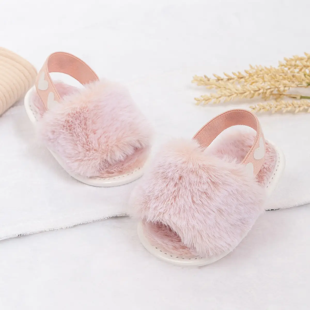 Pink Furry Toddler Slippers 0-1 Year Old — feature 17