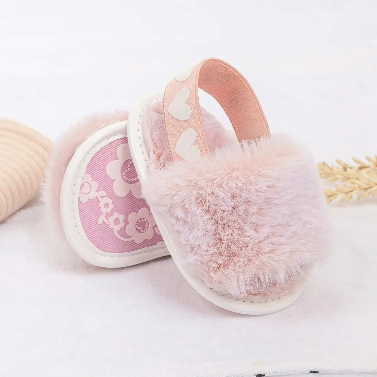 Pink Furry Toddler Slippers 0-1 Year Old — feature 18