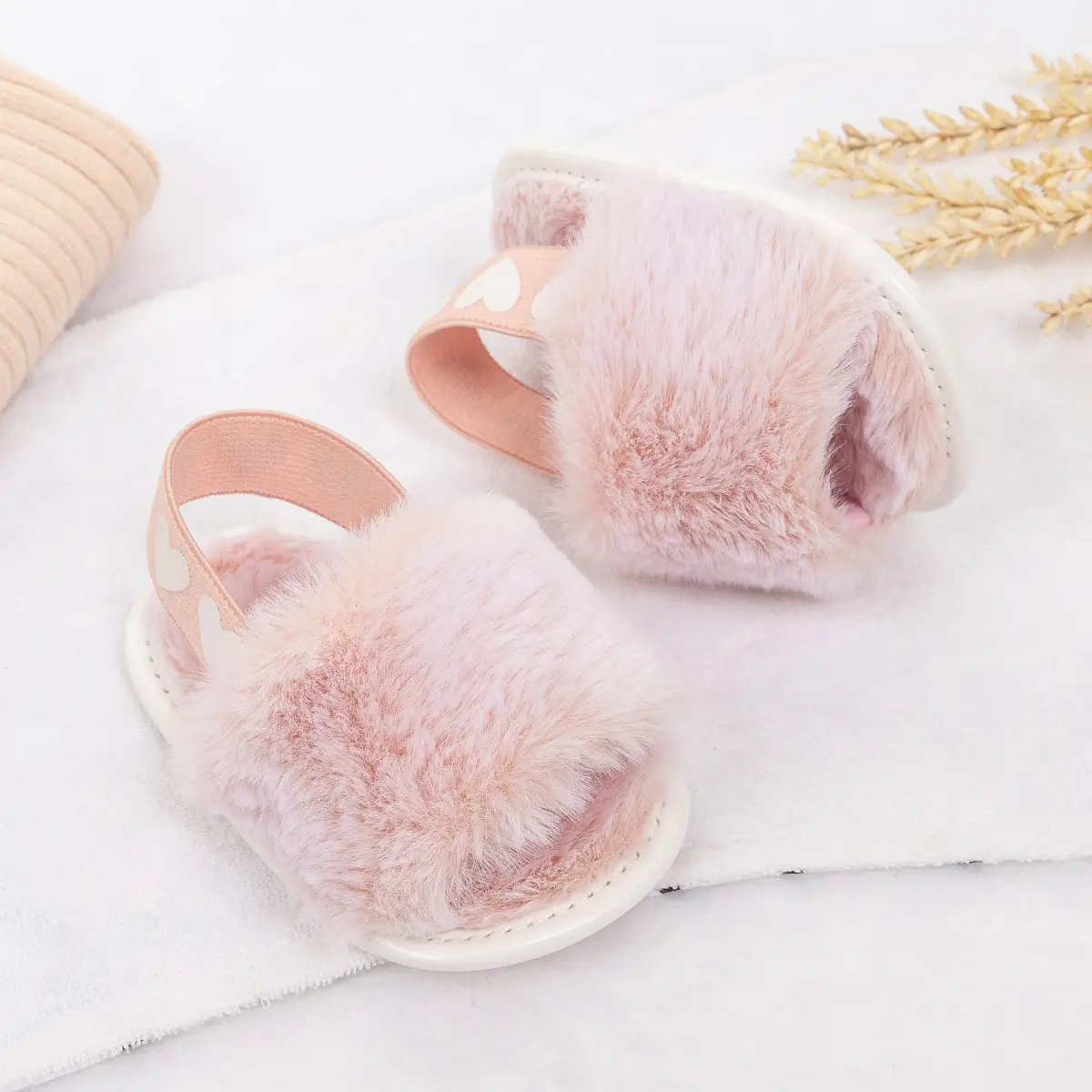 Pink Furry Toddler Slippers 0-1 Year Old — feature 19