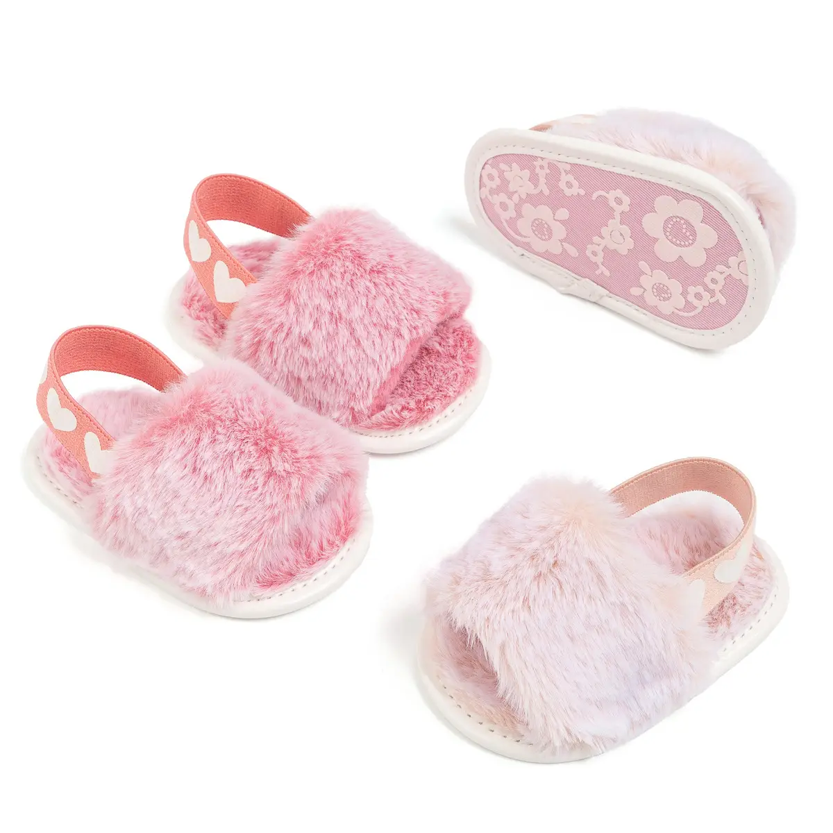 Pink Furry Toddler Slippers 0-1 Year Old — feature 4