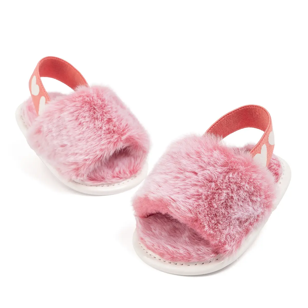 Pink Furry Toddler Slippers 0-1 Year Old