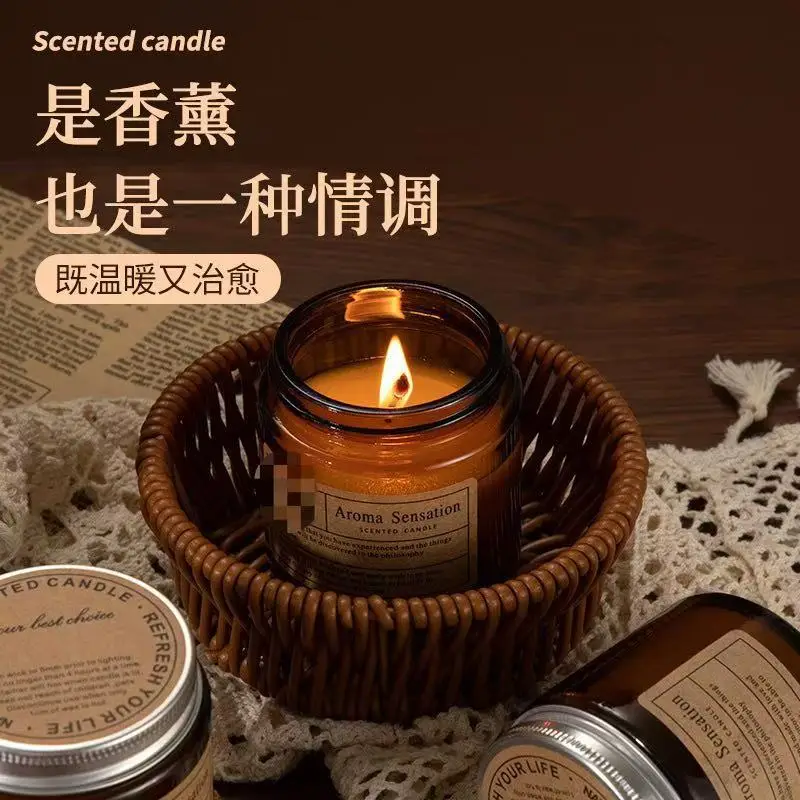 Cross-border DIY handmade soy wax smokeless tea glass candle fragrance gift cross-border aromatherapy candle z
