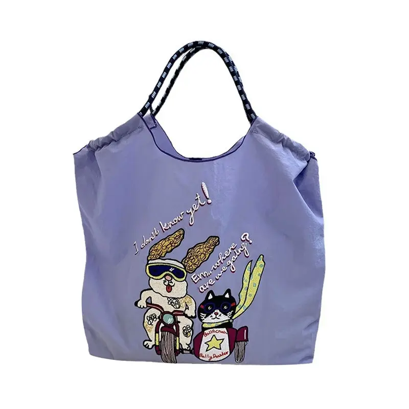 Girls Embroidered Shoulder Bag Pink Large Capacity - Image 17