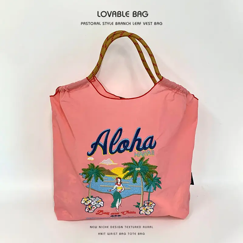 Girls Embroidered Shoulder Bag Pink Large Capacity - Image 12