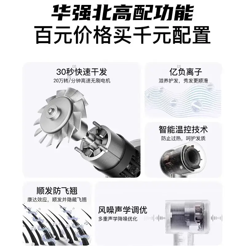 Huaqiangbei High-Speed Leafless Hair Dryer with Strong Wind & Negative Ion Technology - Image 10