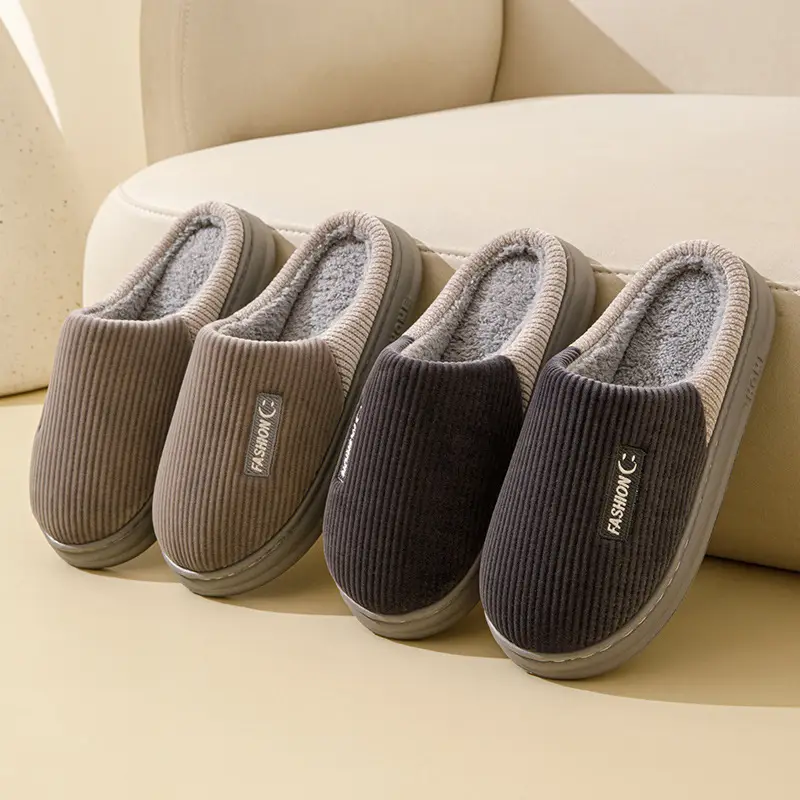 Cotton Slippers Men's Winter 2024 New Indoor Home Thick Sole Shit Slippers Men's EVA Sole - Image 2