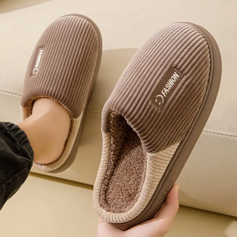 Cotton Slippers Men's Winter 2024 New Indoor Home Thick Sole Shit Slippers Men's EVA Sole - Image 3