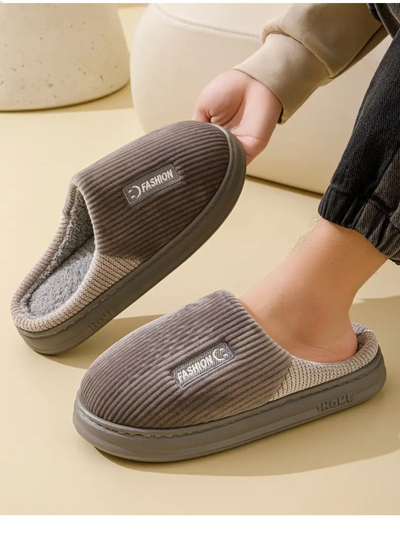 Cotton Slippers Men's Winter 2024 New Indoor Home Thick Sole Shit Slippers Men's EVA Sole — feature 14