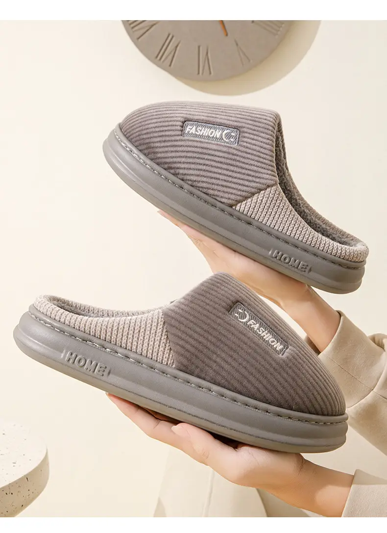 Cotton Slippers Men's Winter 2024 New Indoor Home Thick Sole Shit Slippers Men's EVA Sole — feature 15