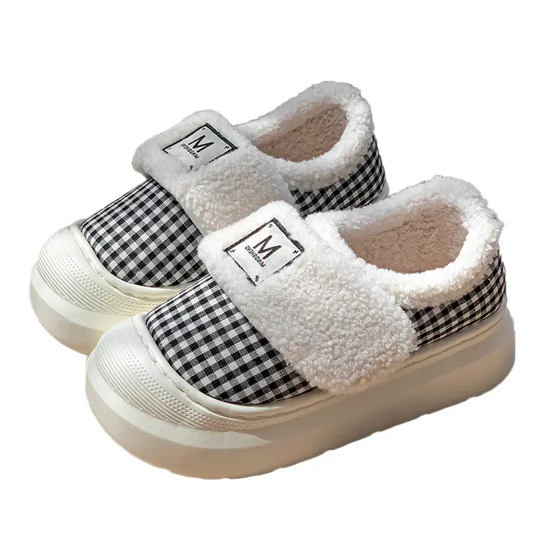 New Velcro Mesh Cotton Shoes Women's Winter Room with Velvet to Keep Warm and High-rise Non-slip All-round Wearing Cotton Shoes - Image 7