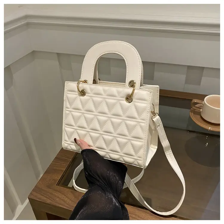White Rhombic Shoulder Crossbody Bag for Women 2024 - Image 2