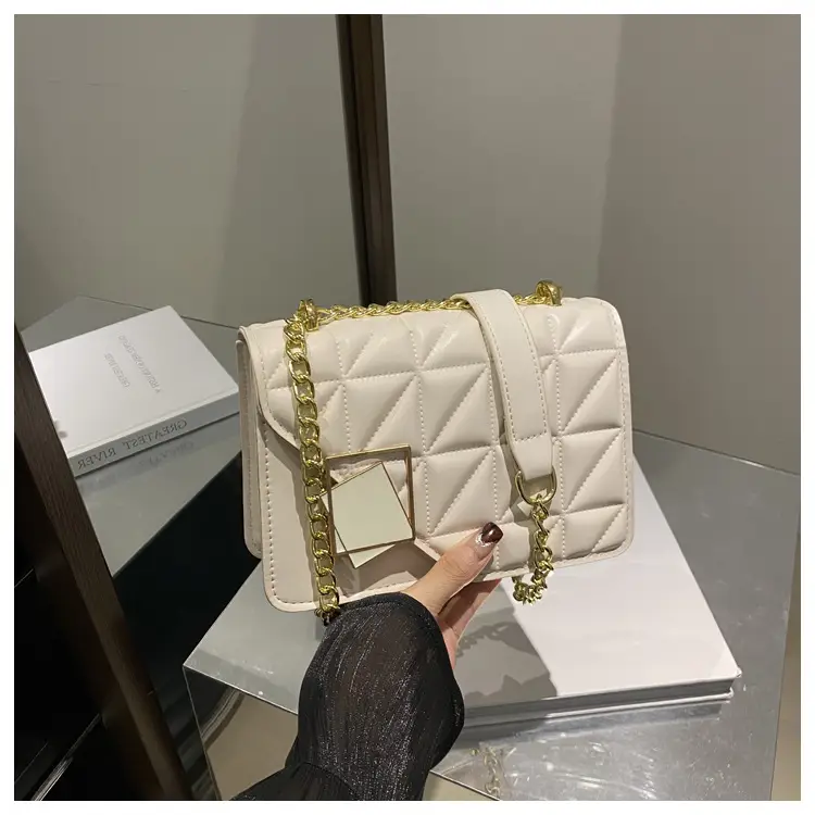 Women's White Quilted Chain Crossbody Bag — feature 20