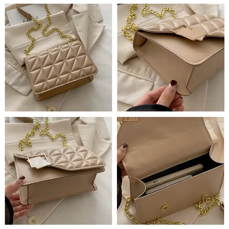 Women's White Quilted Chain Crossbody Bag — feature 9