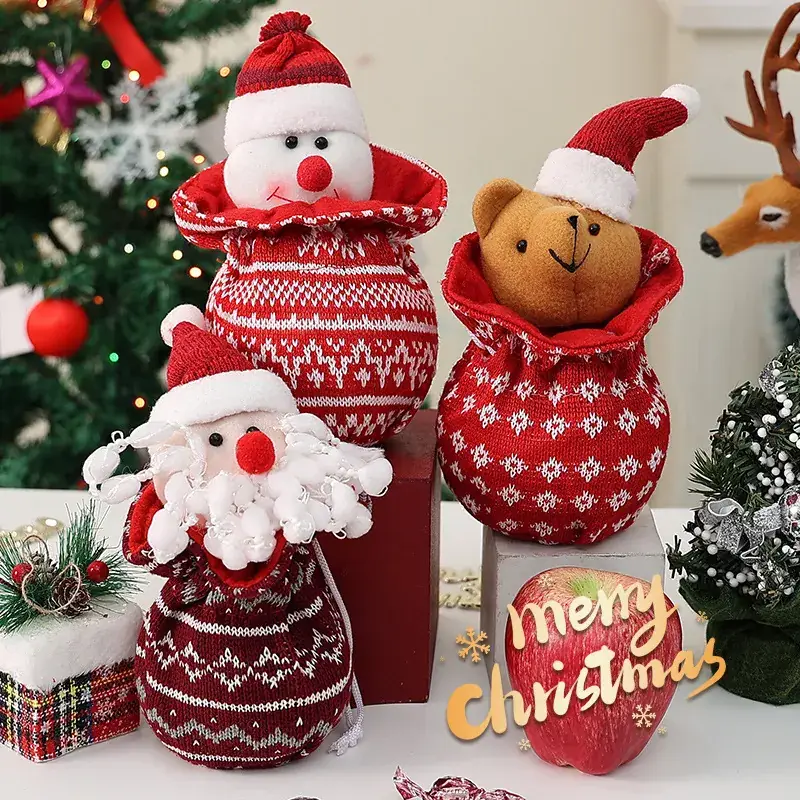 Knitted Christmas Candy Bag with Cartoon Bear Doll - Image 19