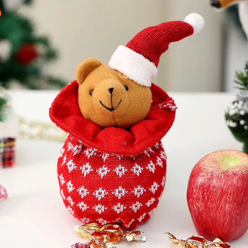 Knitted Christmas Candy Bag with Cartoon Bear Doll - Image 20