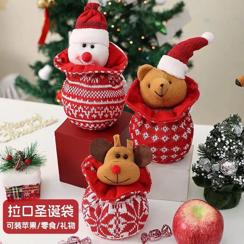 Knitted Christmas Candy Bag with Cartoon Bear Doll - Image 21