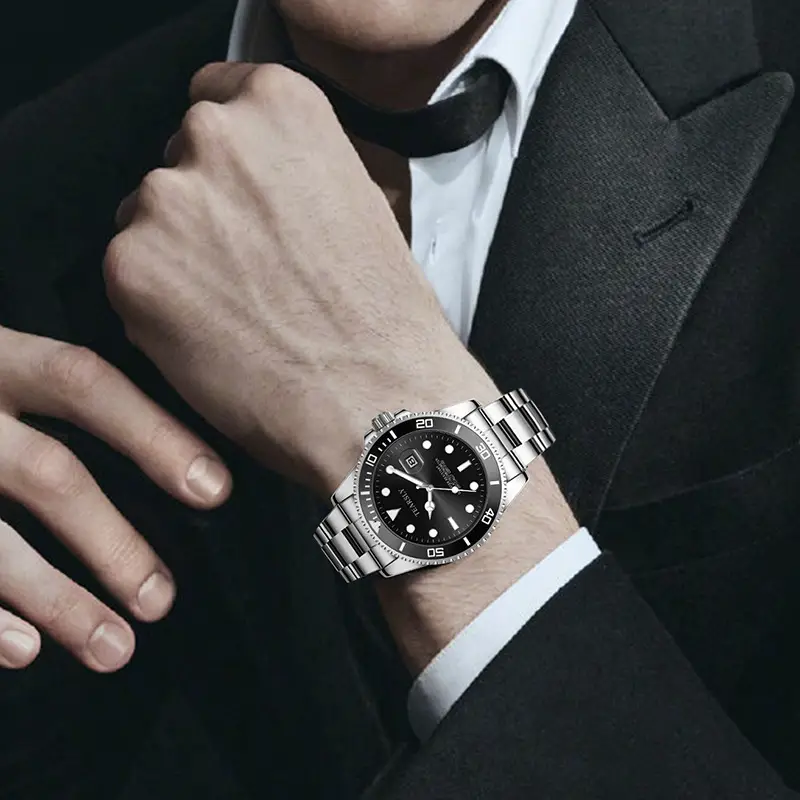 Tearsly Men's Black Dial Quartz Watch with Date Display