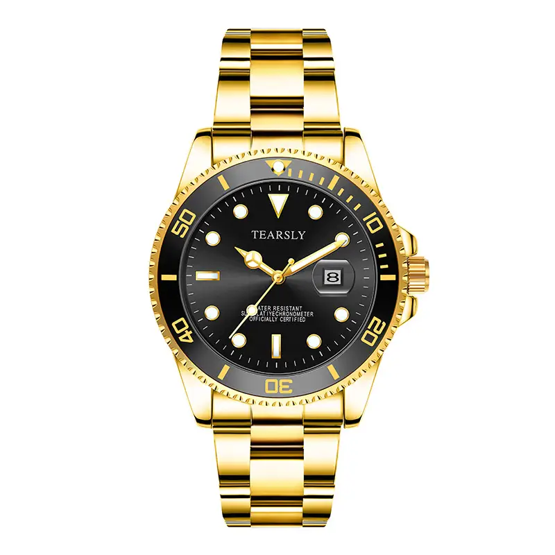 Tearsly Men's Black Dial Quartz Watch with Date Display