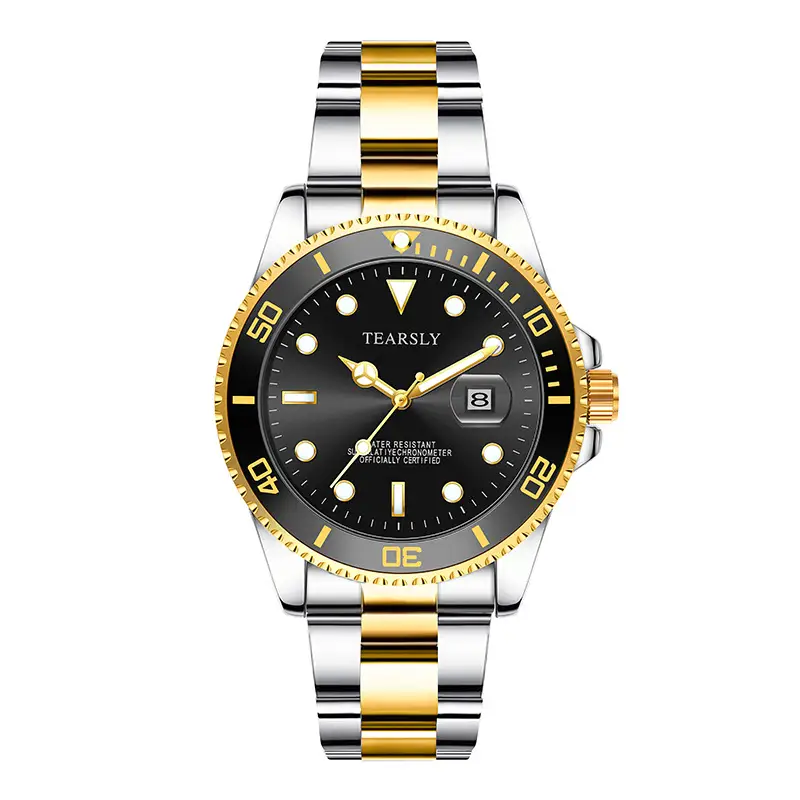 Tearsly Men's Black Dial Quartz Watch with Date Display