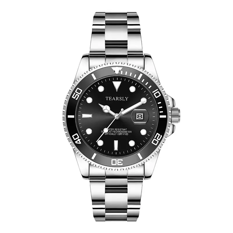 Tearsly Men's Black Dial Quartz Watch with Date Display