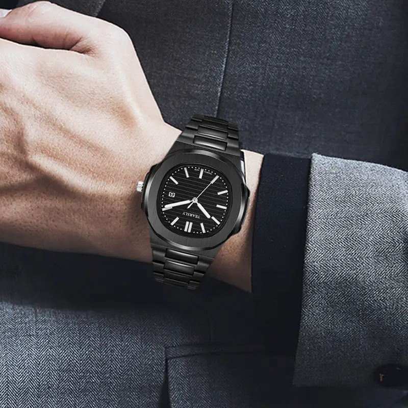 Tearsly Gold Steel Band Watch Waterproof Luminous Business Men - Image 9