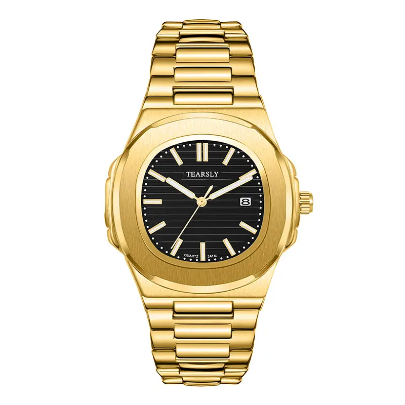 Tearsly Gold Steel Band Watch Waterproof Luminous Business Men - Image 2