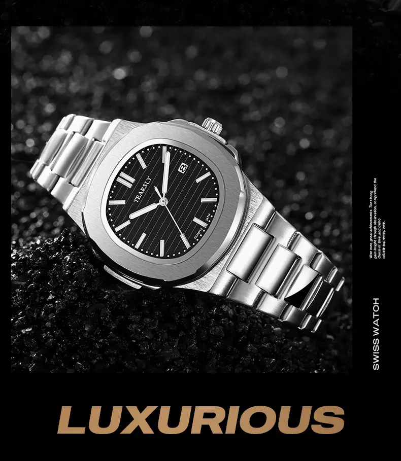 Tearsly Gold Steel Band Watch Waterproof Luminous Business Men — feature 12
