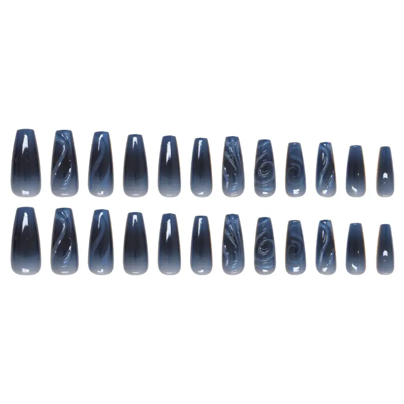 24 Pcs Fake Nail Dark Blue Wear