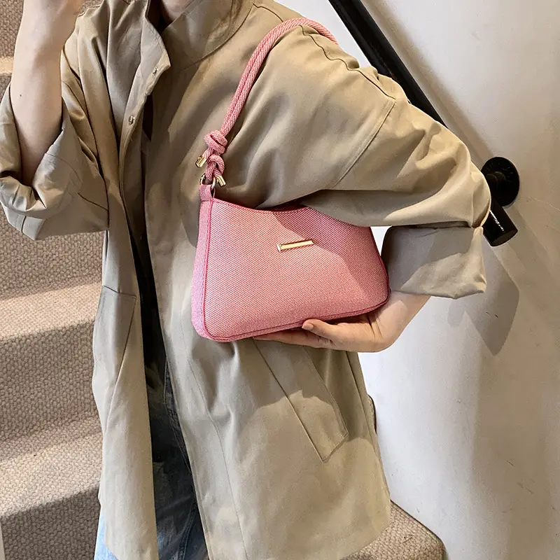 Pink Textured Shoulder Bag for Women Autumn Winter - Image 7