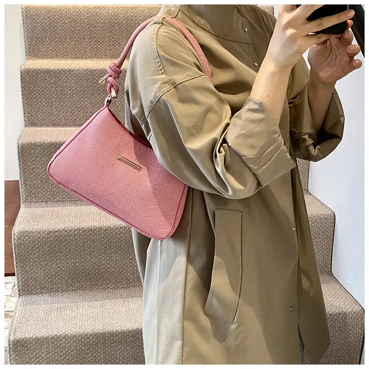 Pink Textured Shoulder Bag for Women Autumn Winter — feature 15
