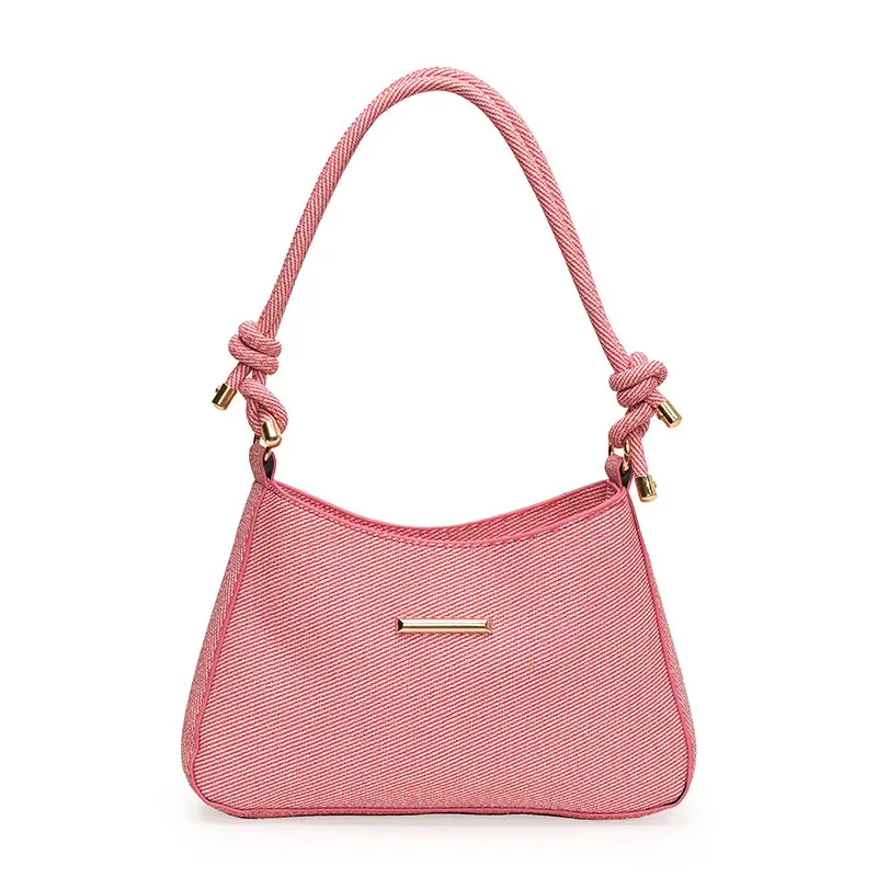 Pink Textured Shoulder Bag for Women Autumn Winter - Image 2