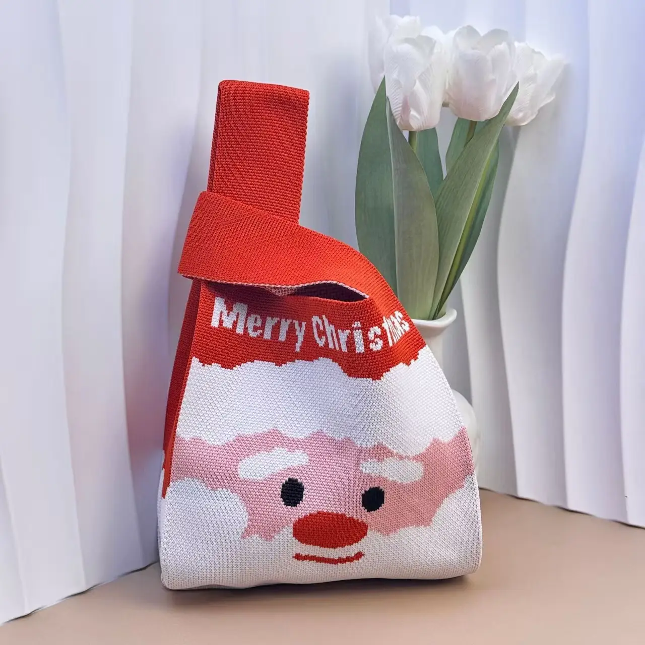 Christmas Knitted Shoulder Bag for Women Red — feature 6