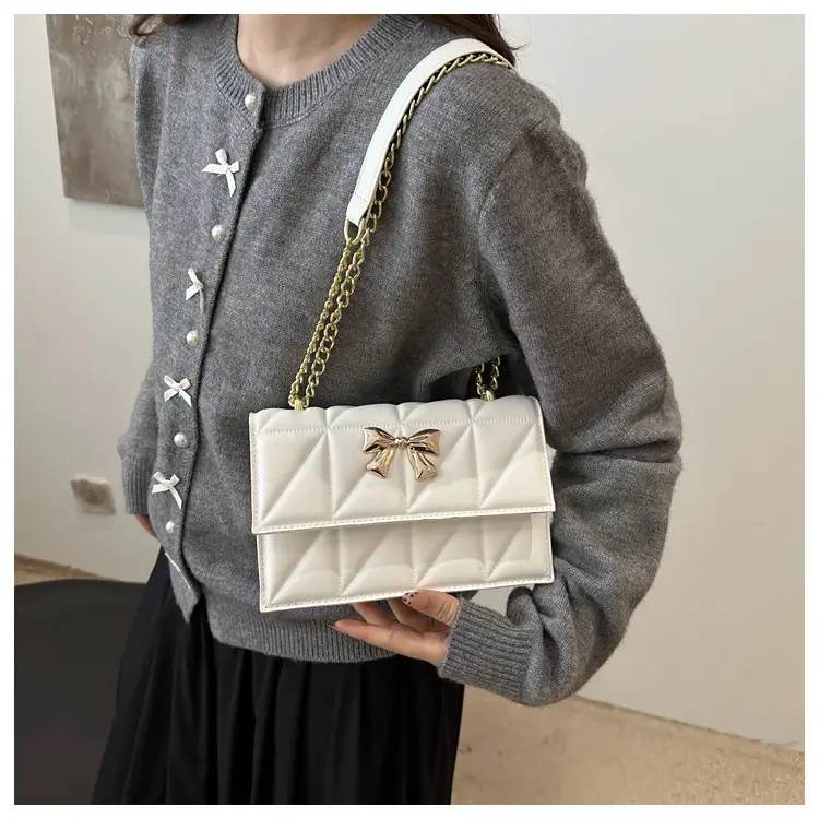White Square Butterfly Bag with Magnetic Buckle - Image 9