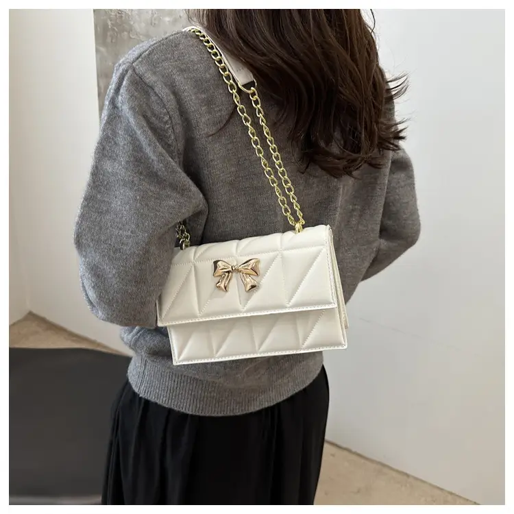 White Square Butterfly Bag with Magnetic Buckle — feature 11