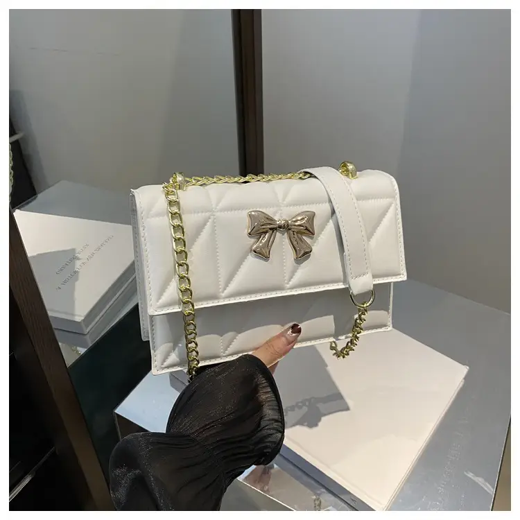 White Square Butterfly Bag with Magnetic Buckle - Image 2