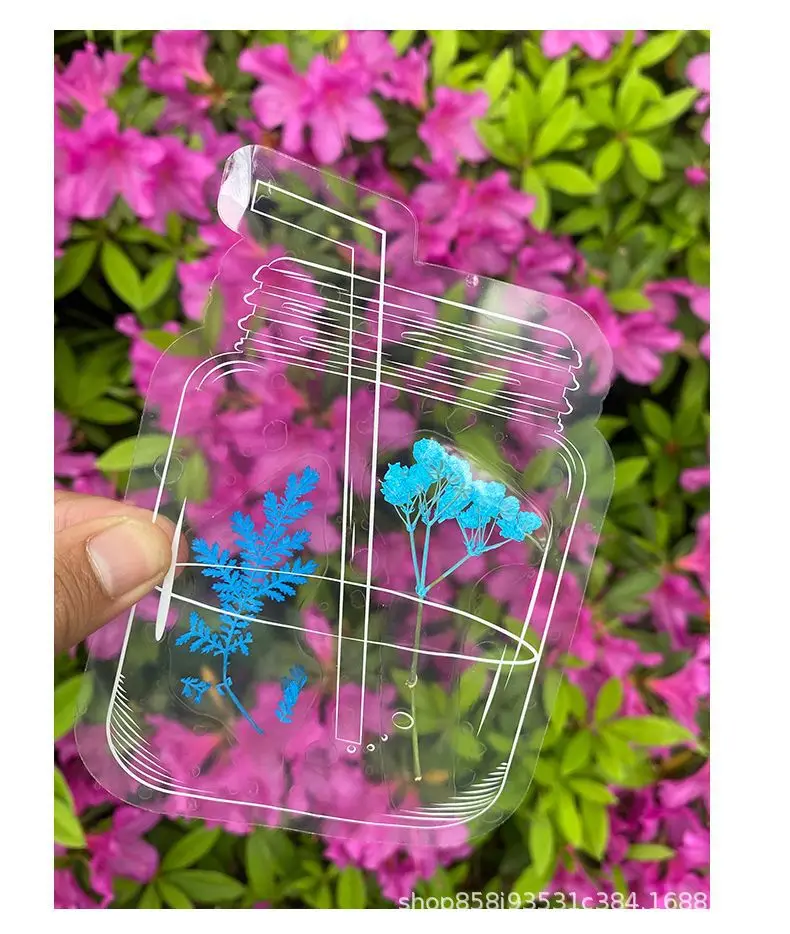 Dried flower bookmark embossed plastic film diy material bag sticker glass bottle flower bookmark collection book kindergarten — feature 8