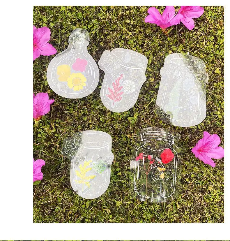 Dried flower bookmark embossed plastic film diy material bag sticker glass bottle flower bookmark collection book kindergarten — feature 9