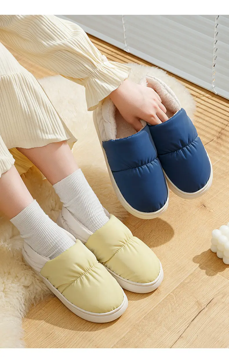 in stock Cotton Slippers Women's Winter Outer Wearing Soft Bottom Heel Warm fleece-lined Moon Shoes Indoor Home Waterproof Cotton Shoes for Men — feature 14