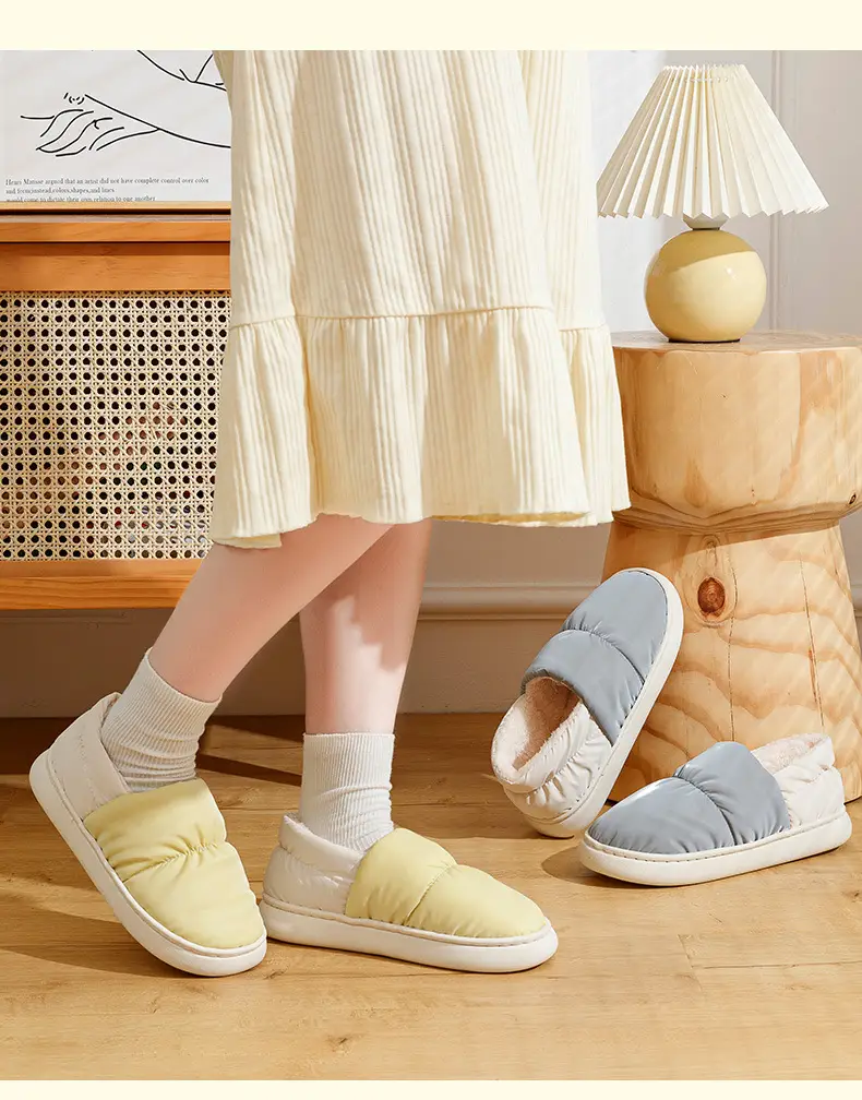 in stock Cotton Slippers Women's Winter Outer Wearing Soft Bottom Heel Warm fleece-lined Moon Shoes Indoor Home Waterproof Cotton Shoes for Men — feature 16