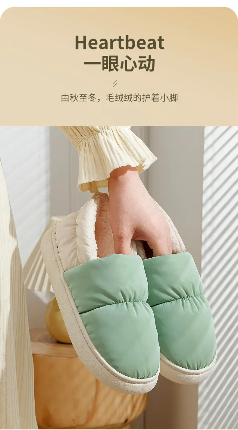 in stock Cotton Slippers Women's Winter Outer Wearing Soft Bottom Heel Warm fleece-lined Moon Shoes Indoor Home Waterproof Cotton Shoes for Men — feature 3