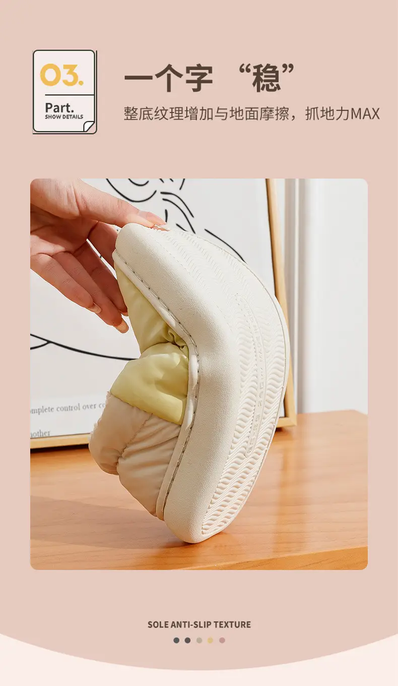 in stock Cotton Slippers Women's Winter Outer Wearing Soft Bottom Heel Warm fleece-lined Moon Shoes Indoor Home Waterproof Cotton Shoes for Men — feature 7