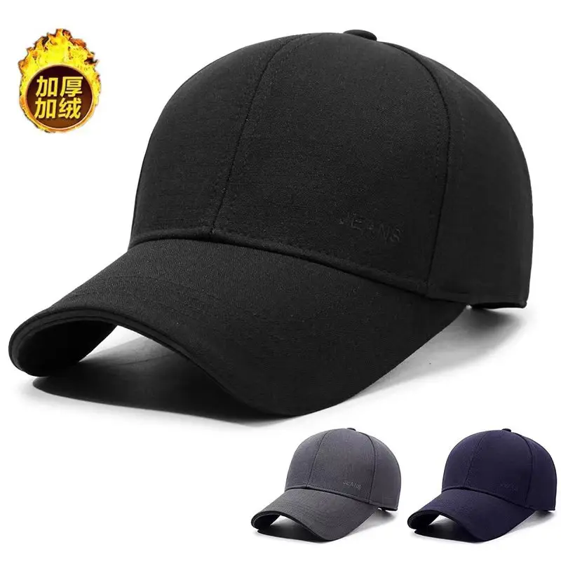 Black Baseball Cap for Men Autumn Winter Warm - Image 4