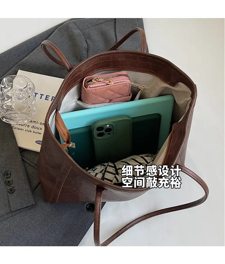 Women's Large Capacity Commuter Tote Bag with Crossbody Strap β feature 8