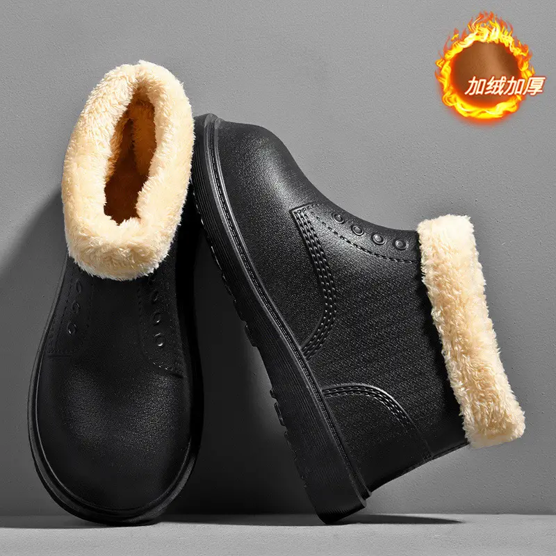 plus size Cotton Shoes Men's Winter High-top fleece-lined Warm Cold-proof Snow Boots Outfit Waterproof Light Cotton Shoes Bread Boots - Image 7