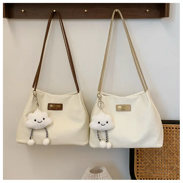 Women's Soft PU Shoulder Bag with Cloud Accent - Image 5