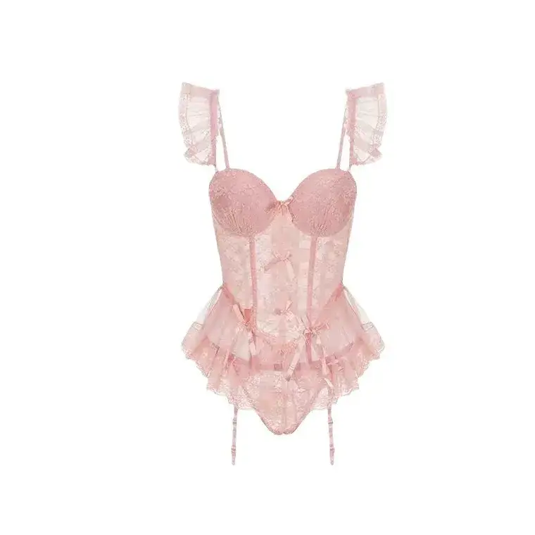 Pink Lace Bow Corset with Bow Detail - Image 4