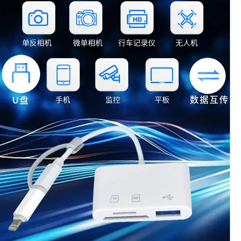 Apple Huawei Android OTG 3-in-1 Card Reader White