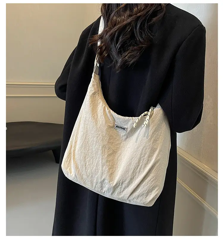 Women's Black Nylon Shoulder Tote Bag Water Repellent Large Capacity — feature 1